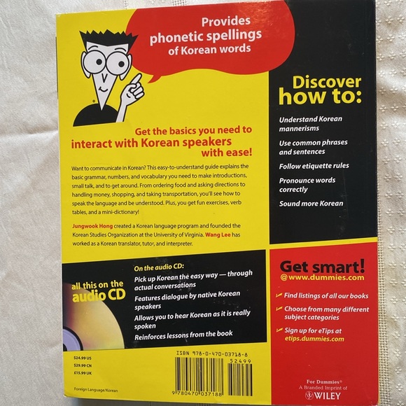 Korean For Dummies with audio CD. Unused but slight corner damade - Picture 2 of 7